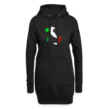 Flagge von Italien und Karte von Italien - Hoodie-Kleid - Schwarz - Vorne