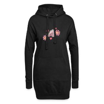 Modèle d'oiseaux d'amour - Sweat-shirt à capuche long Femme - noir - Devant
