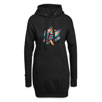 Cool Surf Girl - Vintage Beach Vibes - Hoodie-Kleid - Schwarz - Vorne