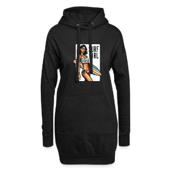 Tropical Surf Essence Surfer Girl Art - Hoodie-Kleid - Schwarz - Vorne