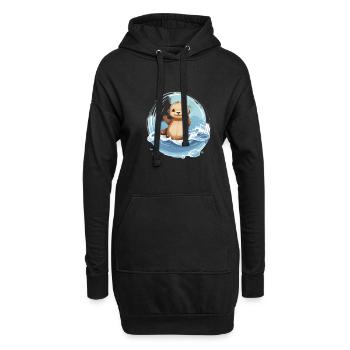 Niedlicher Otter für Kinder Tier im Wasser - Hoodie-Kleid - Schwarz - Vorne