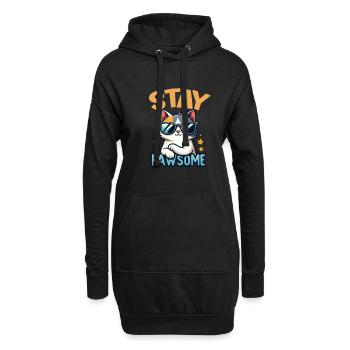 Stay Pawsome Katze für einen Katzenbesitzer - Hoodie-Kleid - Schwarz - Vorne