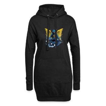 Urban Angel Wings DJ Grafik Stylische Streetwear - Hoodie-Kleid - Schwarz - Vorne