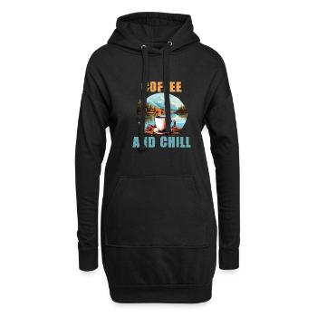 Kaffee und Chill Vintage Berg Natur-Szene - Hoodie-Kleid - Schwarz - Vorne