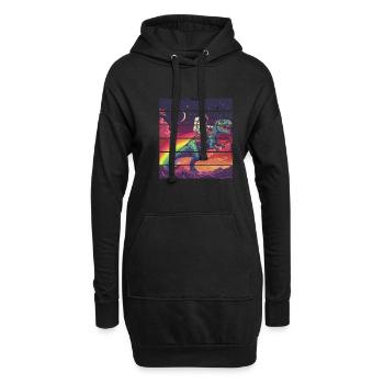 Astronaut reitet T-Rex Dinosaurier - Hoodie-Kleid - Schwarz - Vorne