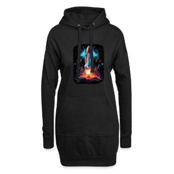 Raumschiff-Start Raketenschiff - Hoodie-Kleid - Schwarz - Vorne