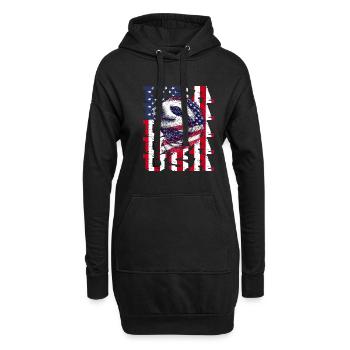 Patriotisches Faultier Amerikanische Flagge Tier - Hoodie-Kleid - Schwarz - Vorne
