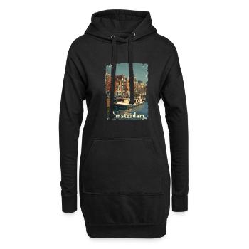 Vintage Amsterdam Kanal Niederlande Holland - Hoodie-Kleid - Schwarz - Vorne