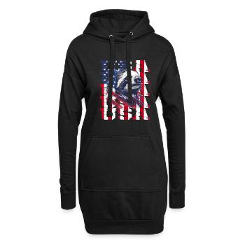 Patriotisches Faultier Amerikanische Flagge Tier - Hoodie-Kleid - Schwarz - Vorne