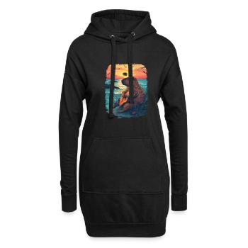Gitarre Capybara Tropischer Sonnenuntergang - Hoodie-Kleid - Schwarz - Vorne