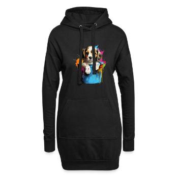 Beagle Niedlicher Hund Farbeimer - Hoodie-Kleid - Schwarz - Vorne
