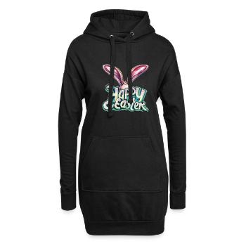 Frohe Ostern Hasenohren Bunter Frühling für - Hoodie-Kleid - Schwarz - Vorne