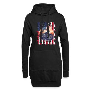 Vintage American Flag Motorrad Patriotisch - Hoodie-Kleid - Schwarz - Vorne