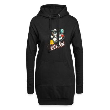 Weltraum-Cowboy reitet eine Rakete Yeehaw-Slogan - Hoodie-Kleid - Schwarz - Vorne