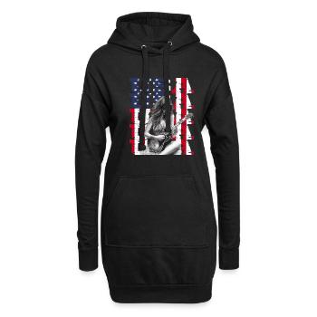 Patriotischer Musikliebhaber Amerika Gitarrist - Hoodie-Kleid - Schwarz - Vorne