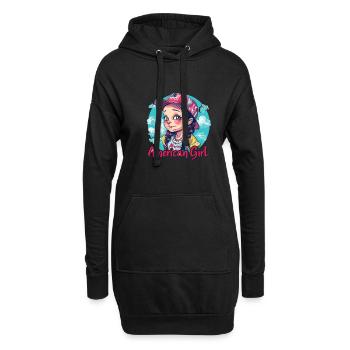 Patriotisches Amerikanisches Mädchen USA für - Hoodie-Kleid - Schwarz - Vorne