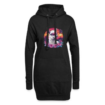 Alpaka Lama Blumen Sonnenbrille Sonnenuntergang - Hoodie-Kleid - Schwarz - Vorne