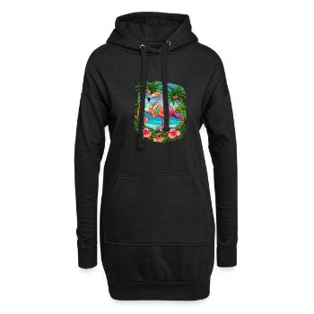 Tropical Flamingo Summer Vibes Beach Scene - Hoodie-Kleid - Schwarz - Vorne