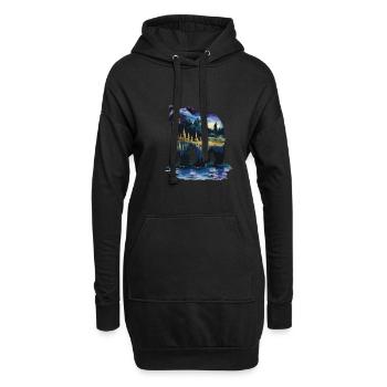 Wald Bär Natur Wildlife Kunst Berg Tier - Hoodie-Kleid - Schwarz - Vorne