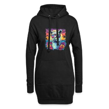 Alpaka Lama Blumen für Alpakaliebhaber - Hoodie-Kleid - Schwarz - Vorne