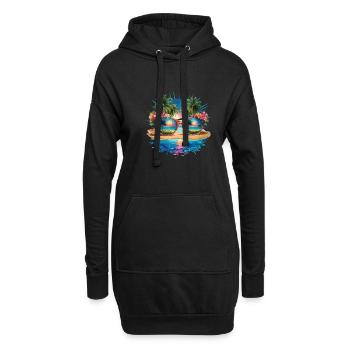 Tropisches Paradies Sonnenbrille Strand Reflexion - Hoodie-Kleid - Schwarz - Vorne