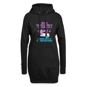 Couturière à la machine à coudre - Sweat-shirt à capuche long Femme - noir - Devant