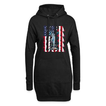 New York City Skyline - Hoodie-Kleid - Schwarz - Vorne