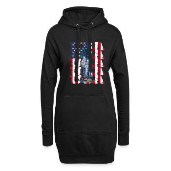 New York City Skyline - Hoodie-Kleid - Schwarz - Vorne