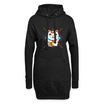 Maneki Neko Japan Glücksbringer - Hoodie-Kleid - Schwarz - Vorne