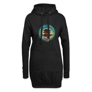 Japanischer Haus Kominka für einen Japan Fan - Hoodie-Kleid - Schwarz - Vorne