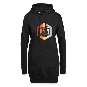 3D Druck - Hoodie-Kleid - Schwarz - Vorne