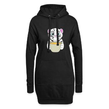 Weißer Tiger - Hoodie-Kleid - Schwarz - Vorne