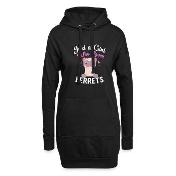 Frettchen - Hoodie-Kleid - Schwarz - Vorne