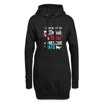 Katzenrettung Tierrechte Tierrettung Tierheim - Hoodie-Kleid - Schwarz - Vorne