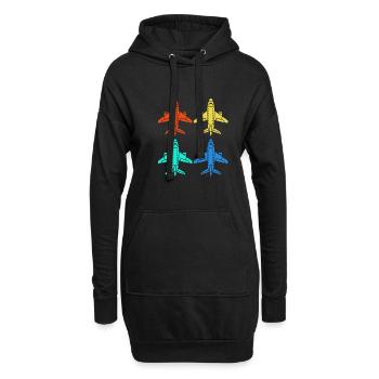 Pilot Flugzeug - Hoodie-Kleid - Schwarz - Vorne