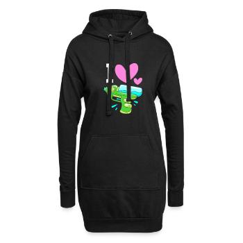 Wasserpistole - Hoodie-Kleid - Schwarz - Vorne