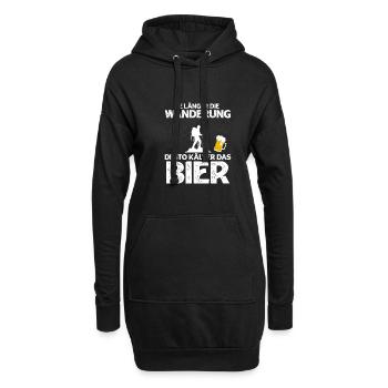 Je länger die Wanderung desto kälter das Bier - Hoodie-Kleid - Schwarz - Vorne