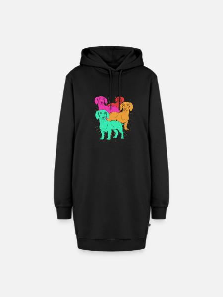 Dackel - Hoodie-Kleid - Schwarz