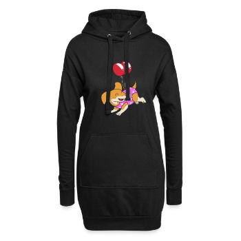 Dackel - Hoodie-Kleid - Schwarz - Vorne
