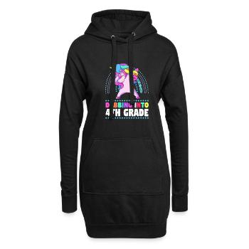 4e année - Sweat-shirt à capuche long Femme - noir - Devant