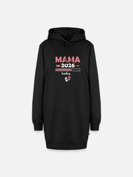 Mama 2026 Loading - Hoodie-Kleid - Schwarz