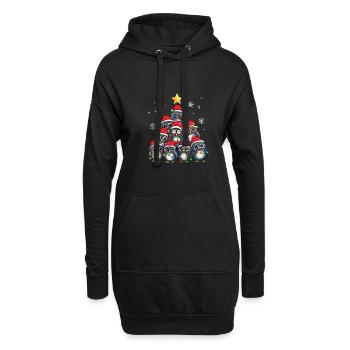 Eule Weihnachten Eule Weihnachtsmann - Hoodie-Kleid - Schwarz - Vorne