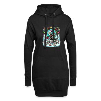 Katze Armee Skelett Dino Weihnachten T-Rex - Hoodie-Kleid - Schwarz - Vorne