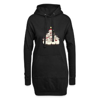 Schaf Weihnachten Christbaum - Hoodie-Kleid - Schwarz - Vorne