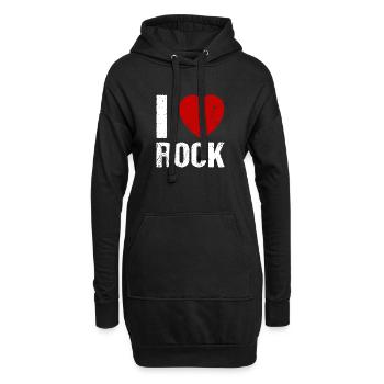 I love Rock Herz Rock 'n' Roll Musik - Hoodie-Kleid - Schwarz - Vorne
