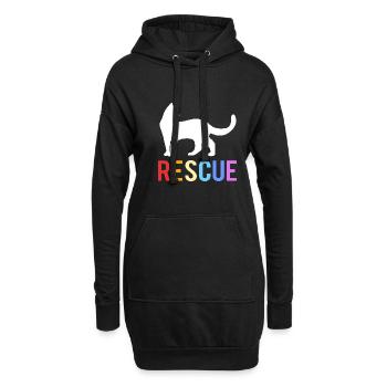 Katzenrettung Tierrechte Tierrettung Tierheim - Hoodie-Kleid - Schwarz - Vorne