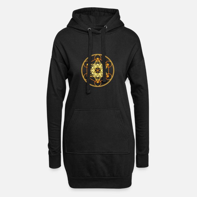Metatron's Cube Sacred Geometry Mathematics Math - Hoodie Dress - black