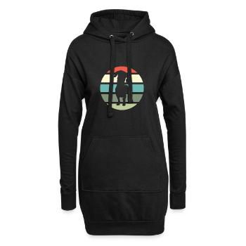 Dackel Dachshund Teckel Silhouette mit retro Sonne - Hoodie-Kleid - Schwarz - Vorne