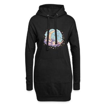 Himmlischer Mond Raum Sternenhimmel Nacht Himmel - Hoodie-Kleid - Schwarz - Vorne