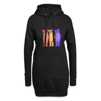 Chat tigré - Sweat-shirt à capuche long Femme - noir - Devant